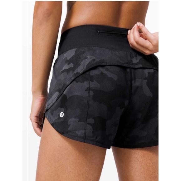 lululemon athletica Pants - Lululemon Speed Up Short Long 4 Womens 10 Camo Coal Excellent Running Mid Rise